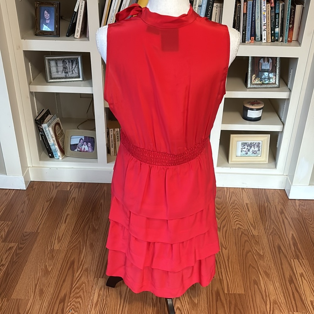 Anthropologie Girls From Savoy Red Ruffled Sleeveless Silk Oska Dress Size 8 - Picture 4 of 12